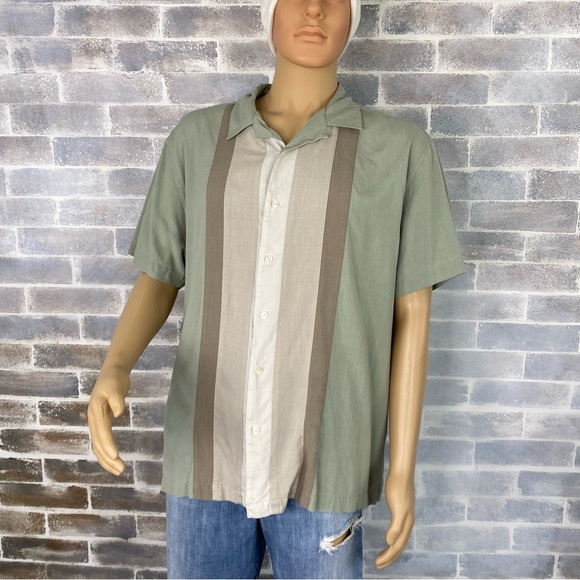Men’s AXIST Washable Silk Button Up Collared Short Sleeve Shirt Size XXL Seafoam - Picture 2 of 13